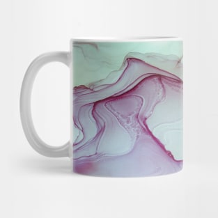 Abstract painting colorful liquid alcohol ink. Abstract artwork made with translucent ink colors. Mug